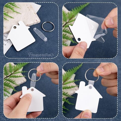 Framendino, 20 Pack Sublimation Keychain Blanks House Shaped MDF Double-sided Heat Transfer Key Chains for DIY Craft in Kuwait