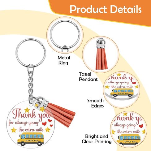 Xiahuyu 8 Pcs Bus Driver Keychains School Bus Driver Appreciation Gifts Bulk Thank You Gifts for Employee Coworker Bus Drivers End of Year Christmas Leaving Farewell Retirement Gift in Kuwait