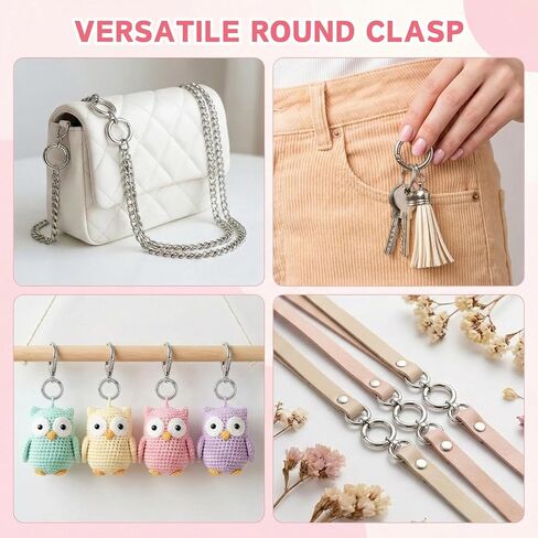 20Pcs Heart Shape Keychain Clip with Rings, Silver Metal Heart-Shaped Swivel Snap Hooks, Spring Lobster Clasp for Keys Bag Charms DIY Craft Jewelry Making Accessories (10 Heart + 10 Round) in Saudi Arabia