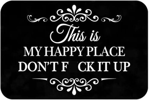 This Is My Happy Place Rug, Cozy Doormat with Inspirational Text,This Is My Happy Place Carpet for Bedroom, Office, or Entryway,in Balck. in Saudi Arabia