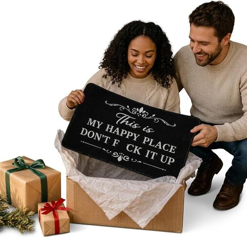 This Is My Happy Place Rug, Cozy Doormat with Inspirational Text,This Is My Happy Place Carpet for Bedroom, Office, or Entryway,in Balck. in Saudi Arabia