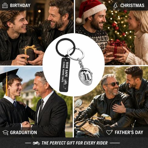 Ride Safe Come Home Safe Keychain - Motorcycle Biker Gift with Helmet Charm, Safe Driving Gift for Boyfriend Husband Son Cyclist E-Bike Rider in Saudi Arabia