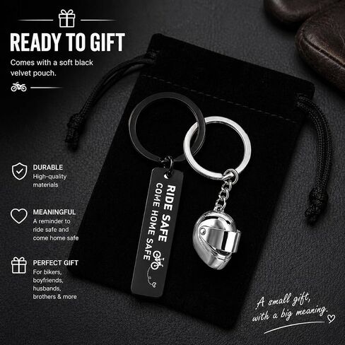 Ride Safe Come Home Safe Keychain - Motorcycle Biker Gift with Helmet Charm, Safe Driving Gift for Boyfriend Husband Son Cyclist E-Bike Rider in Saudi Arabia