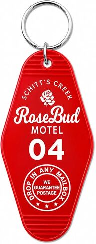 بطاقة حقيبة سلسلة مفاتيح على الطراز القديم من Lunch Money Schitt Creek RoseBud Motel، غرفة 04، أحمر in Kuwait