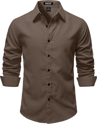 JEMITOP Mens Stretch Vintage Slim Fit Button Down Shirts Business Casual Long Sleeve Dress Shirt in Saudi Arabia