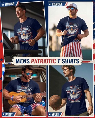 Evervibe Big and Tall Patriotic Shirts for Men, L-4 XL 4th of July Tops Independence Day T-Shirts American Flag Graphic Tees in Saudi Arabia