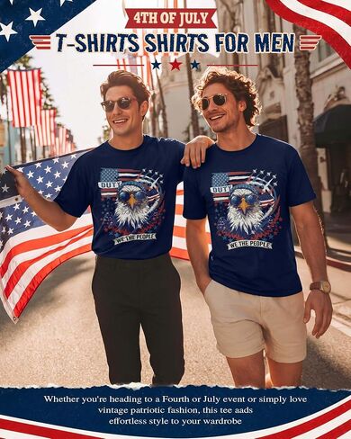 Evervibe Big and Tall Patriotic Shirts for Men, L-4 XL 4th of July Tops Independence Day T-Shirts American Flag Graphic Tees in Saudi Arabia