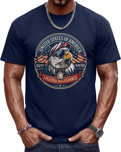 Evervibe Big and Tall Patriotic Shirts for Men, L-4 XL 4th of July Tops Independence Day T-Shirts American Flag Graphic Tees in Saudi Arabia