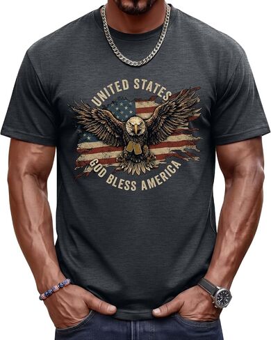 Evervibe Big and Tall Patriotic Shirts for Men, L-4 XL 4th of July Tops Independence Day T-Shirts American Flag Graphic Tees in Saudi Arabia
