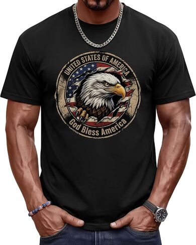 Evervibe Big and Tall Patriotic Shirts for Men, L-4 XL 4th of July Tops Independence Day T-Shirts American Flag Graphic Tees in Saudi Arabia