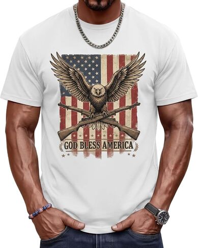 Evervibe Big and Tall Patriotic Shirts for Men, L-4 XL 4th of July Tops Independence Day T-Shirts American Flag Graphic Tees in Saudi Arabia