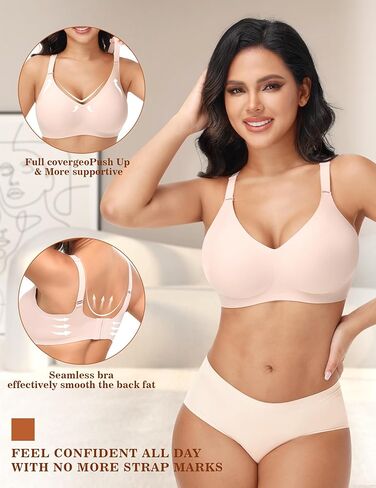PoseFree Women's Wireless Bra No Underwire - Ultimate Comfort, Full Coverage & Support - Seamless Daily Wear Padded Bras for Older Women & All Ages Nude in Saudi Arabia
