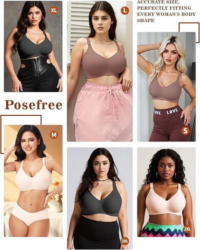 PoseFree Women's Wireless Bra No Underwire - Ultimate Comfort, Full Coverage & Support - Seamless Daily Wear Padded Bras for Older Women & All Ages Nude in Saudi Arabia