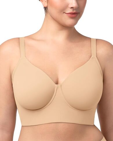 HSIA Bras for Women Minimizer Full Coverage Seamless Plus Size Longline Unlined Underwire Back Smoothing Bra, Beige 36G in Saudi Arabia