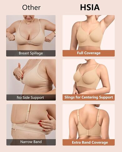 HSIA Bras for Women Minimizer Full Coverage Seamless Plus Size Longline Unlined Underwire Back Smoothing Bra, Beige 36G in Saudi Arabia