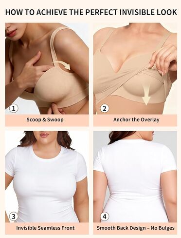 PoseFree Invisible Wireless Sleep Bra for Large Bust - Soft High Stretch Lounge Bralette, Smoothing Fixed Padding Seamless for 36G，36H，38DDD Nude in Saudi Arabia