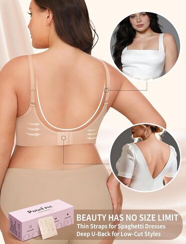 PoseFree Invisible Wireless Sleep Bra for Large Bust - Soft High Stretch Lounge Bralette, Smoothing Fixed Padding Seamless for 36G，36H，38DDD Nude in Saudi Arabia