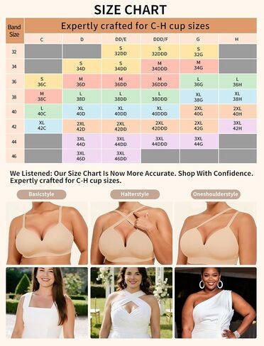 PoseFree Invisible Wireless Sleep Bra for Large Bust - Soft High Stretch Lounge Bralette, Smoothing Fixed Padding Seamless for 36G，36H，38DDD Nude in Saudi Arabia