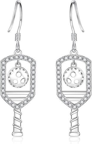 Pickleball Earrings for Women Silver: Ball Sports Dangle Earrings Daily Commuting Gifts for Pickleball Lovers Mom Birthday Christmas in Saudi Arabia
