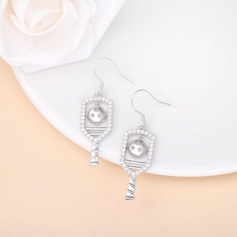 Pickleball Earrings for Women Silver: Ball Sports Dangle Earrings Daily Commuting Gifts for Pickleball Lovers Mom Birthday Christmas in Saudi Arabia