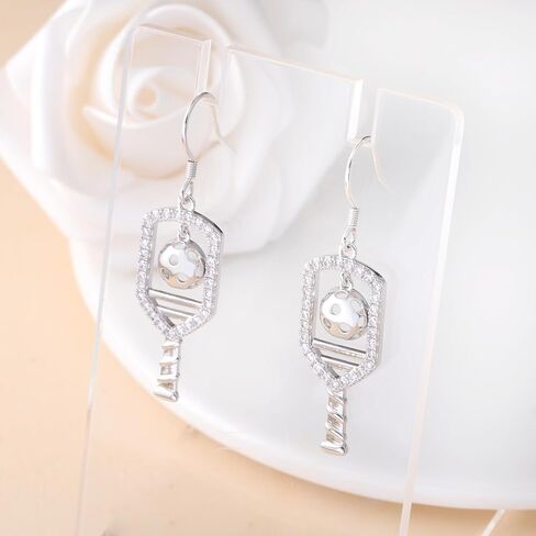 Pickleball Earrings for Women Silver: Ball Sports Dangle Earrings Daily Commuting Gifts for Pickleball Lovers Mom Birthday Christmas in Saudi Arabia