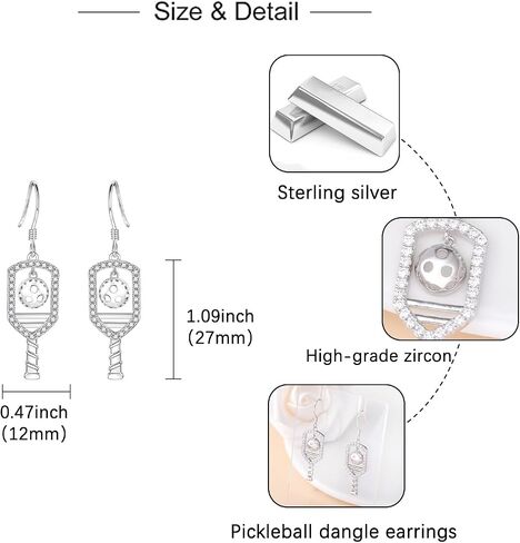 Pickleball Earrings for Women Silver: Ball Sports Dangle Earrings Daily Commuting Gifts for Pickleball Lovers Mom Birthday Christmas in Saudi Arabia