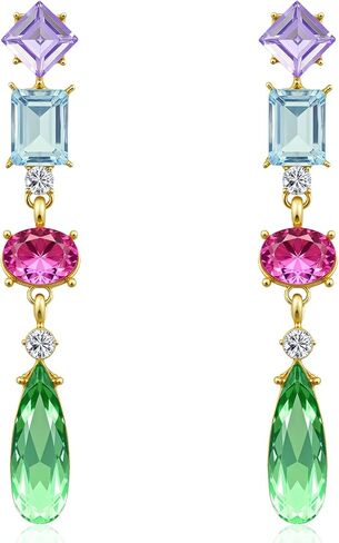 Handmade Sparkly Crystal Teardrop Dangle Drop Earrings Chic Long Square Round Oval Rhinestone Chain Stud Earrings For Women in Saudi Arabia