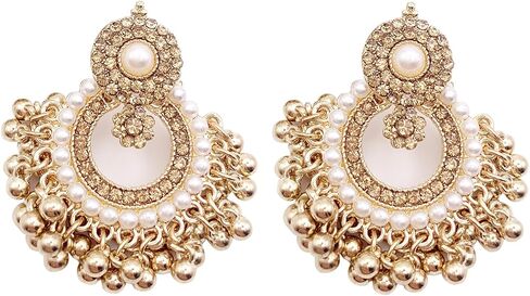 Indian Jhumka Earrings for Women Boho Ball Tassel Statement Dangle Earrings Vintage Chandelier Dangle Drop Stud Jewelry Gifts for Wedding Festival Holiday Outfits in Saudi Arabia