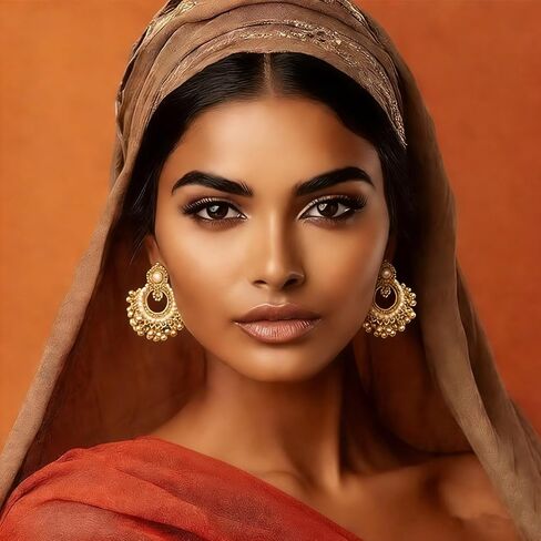 Indian Jhumka Earrings for Women Boho Ball Tassel Statement Dangle Earrings Vintage Chandelier Dangle Drop Stud Jewelry Gifts for Wedding Festival Holiday Outfits in Saudi Arabia