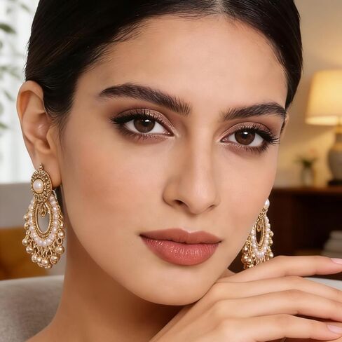 Indian Jhumka Earrings for Women Boho Ball Tassel Statement Dangle Earrings Vintage Chandelier Dangle Drop Stud Jewelry Gifts for Wedding Festival Holiday Outfits in Saudi Arabia