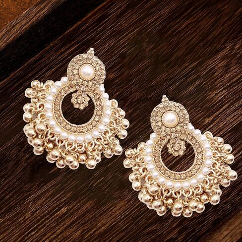 Indian Jhumka Earrings for Women Boho Ball Tassel Statement Dangle Earrings Vintage Chandelier Dangle Drop Stud Jewelry Gifts for Wedding Festival Holiday Outfits in Saudi Arabia