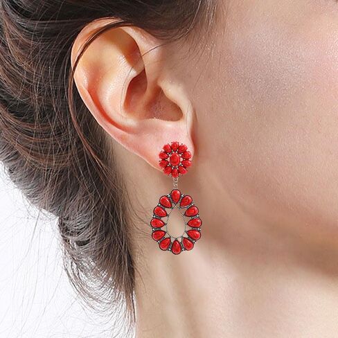 أقراط متدلية على شكل زهرة الدمعة الفيروزية للنساء in Kuwait