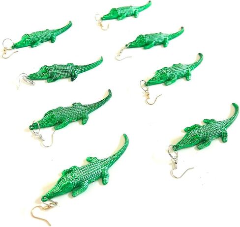 12 Pcs Mardi Gras Green Crocodile Earring Pendant Decoration Mini Beach Alligator Pendant Earrings Gift in Kuwait