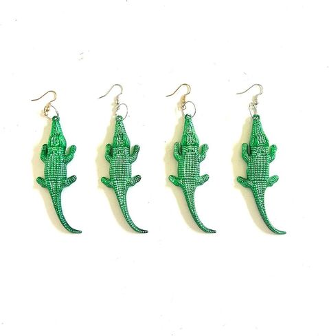 12 Pcs Mardi Gras Green Crocodile Earring Pendant Decoration Mini Beach Alligator Pendant Earrings Gift in Kuwait
