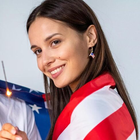 Independence Day Earrings 4th of July Earrings 12 Pairs American Flag Earring USA Flag Dangle Drop Earring for Independence Day Holiday Jewelry Gift in Saudi Arabia