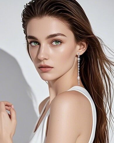 Long Silver Rhinestone Earrings for Women Sparkly Rhinestone Dangle Earrings Shining Silver Bridal Earring Prom Party Wedding Jewelry Accessories for Bride Bridesmaid in Saudi Arabia