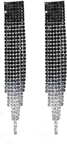 Long Silver Rhinestone Earrings for Women Sparkly Rhinestone Dangle Earrings Shining Silver Bridal Earring Prom Party Wedding Jewelry Accessories for Bride Bridesmaid in Saudi Arabia
