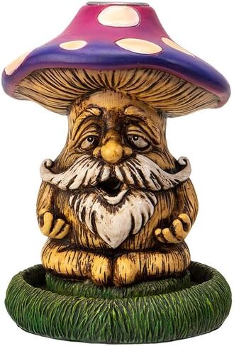 Pacific Giftware Mushroom Gnome Backflow Incense Burner – Relaxing Mushroom Gnome Handcrafted Decorative Piece for Home and Garden - Relaxation and Meditation in Kuwait