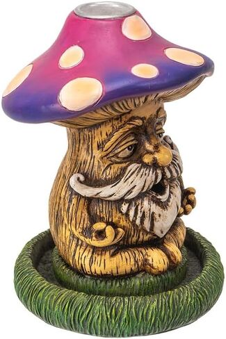 Pacific Giftware Mushroom Gnome Backflow Incense Burner – Relaxing Mushroom Gnome Handcrafted Decorative Piece for Home and Garden - Relaxation and Meditation in Kuwait