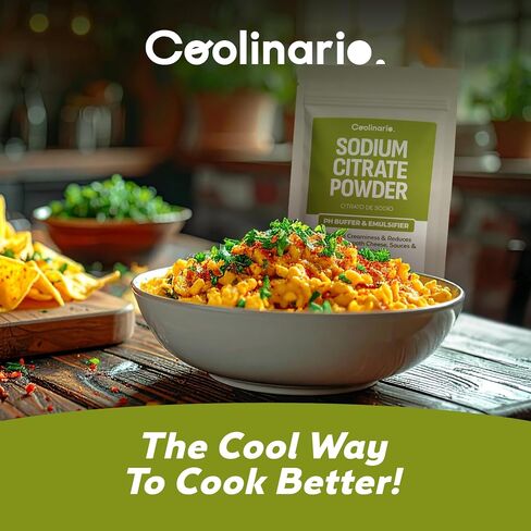 Coolinario Sodium Citrate Powder (1 LB) pH Buffer & Emulsifier | Food Grade, Enhances Creaminess & Reduces Acidity, Ideal for Smooth Cheese, Sauces, Beverages & Molecular Gastronomy in Saudi Arabia