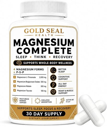 Gold Seal Magnesium Complete Supplement, Multi-Source Magnesium Complex with Vitamin B6, Magnesium Glycinate & Magnesium Malate, Vegan, 120 Capsules in Kuwait