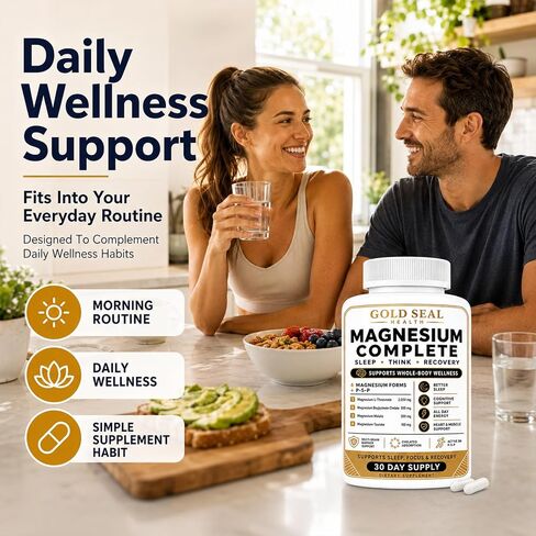 Gold Seal Magnesium Complete Supplement, Multi-Source Magnesium Complex with Vitamin B6, Magnesium Glycinate & Magnesium Malate, Vegan, 120 Capsules in Kuwait