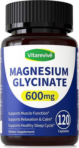 Pure Magnesium Glycinate 600mg - Magnesium Bisglycinate Supplement, High Absorption Magnesium Supplement for Sleep Support & Muscle Function, Non GMO, 120 Count in Saudi Arabia