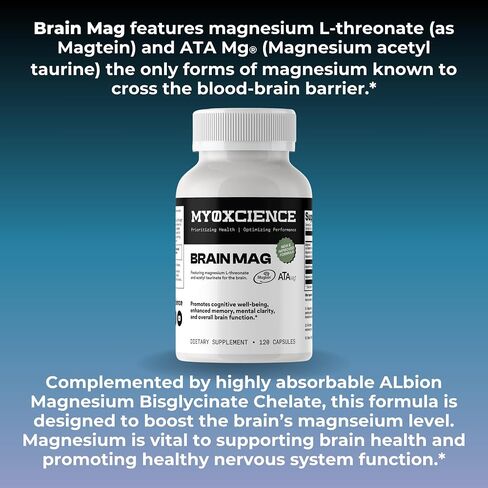Magnesium L-Threonate + Mag Acetyl-Taurate (ATA Mag) + Mag Glycinate | Promotes Cognitive Well-Being, Enhanced Memory, Mental Clarity and Overall Brain Function | 120 Capsules in Saudi Arabia