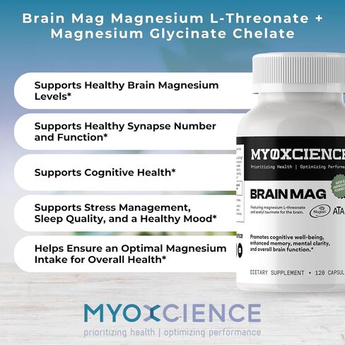 Magnesium L-Threonate + Mag Acetyl-Taurate (ATA Mag) + Mag Glycinate | Promotes Cognitive Well-Being, Enhanced Memory, Mental Clarity and Overall Brain Function | 120 Capsules in Saudi Arabia