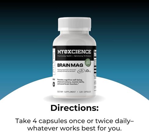 Magnesium L-Threonate + Mag Acetyl-Taurate (ATA Mag) + Mag Glycinate | Promotes Cognitive Well-Being, Enhanced Memory, Mental Clarity and Overall Brain Function | 120 Capsules in Saudi Arabia