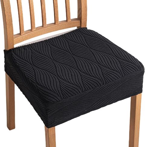 KRFOONN Stretch Seat Covers for Dining Room Chairs Set of 6 Jacquard No Rear Chair Covers Kitchen Chair Cover Removable Washable Chairs Seat Cushion Cover Chair Seat Slipcovers Protector, Dark Grey in Saudi Arabia