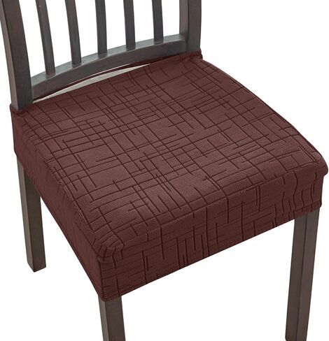 KRFOONN Stretch Seat Covers for Dining Room Chairs Set of 6 Jacquard No Rear Chair Covers Kitchen Chair Cover Removable Washable Chairs Seat Cushion Cover Chair Seat Slipcovers Protector, Dark Grey in Saudi Arabia