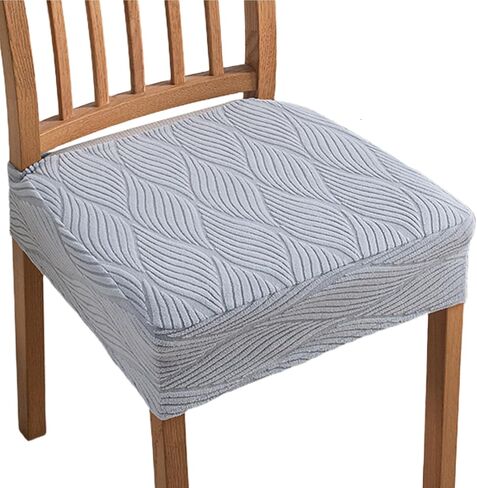 KRFOONN Stretch Seat Covers for Dining Room Chairs Set of 6 Jacquard No Rear Chair Covers Kitchen Chair Cover Removable Washable Chairs Seat Cushion Cover Chair Seat Slipcovers Protector, Dark Grey in Saudi Arabia