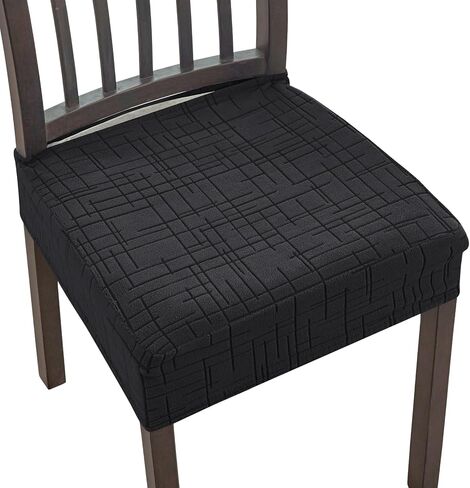 KRFOONN Stretch Seat Covers for Dining Room Chairs Set of 6 Jacquard No Rear Chair Covers Kitchen Chair Cover Removable Washable Chairs Seat Cushion Cover Chair Seat Slipcovers Protector, Dark Grey in Saudi Arabia
